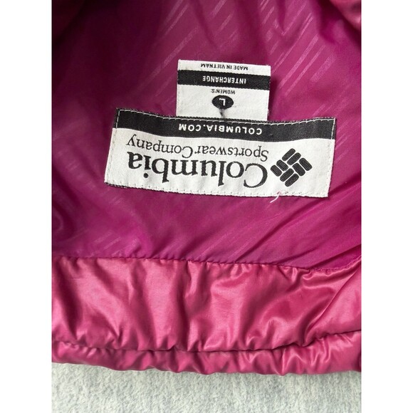 (Q) Columbia Jacket Womens Medium Plum Full Zip Puffer Coat Interchange Size L - Picture 5 of 6